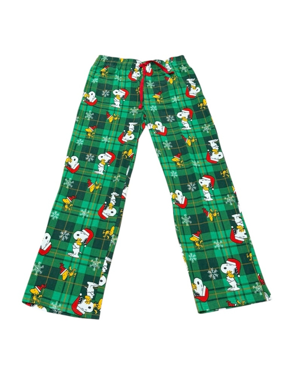 Peanuts Snoopy Christmas Plaid Pajama Pants Green Holiday Lounge